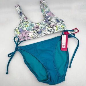 New Target Teal Blue Floral Bikini - Size S